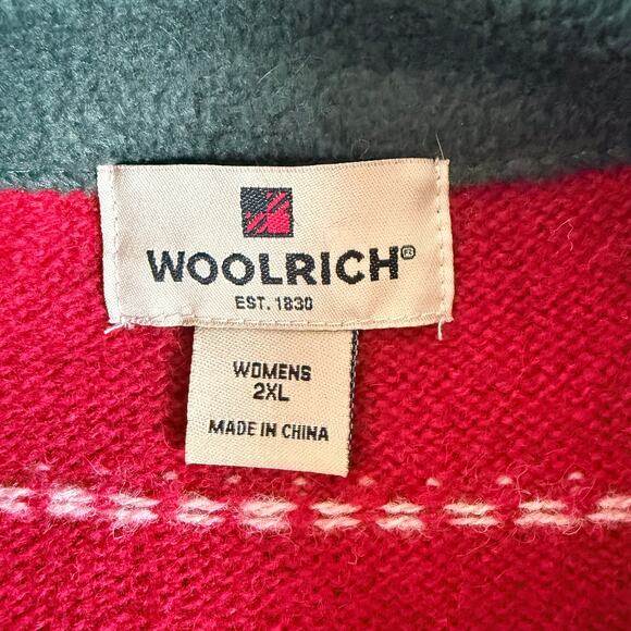 Woolrich Red Snowflake Wool Sweater Vest Zip Front Women’s 2XL ski lodge cozy - Picture 6 of 7